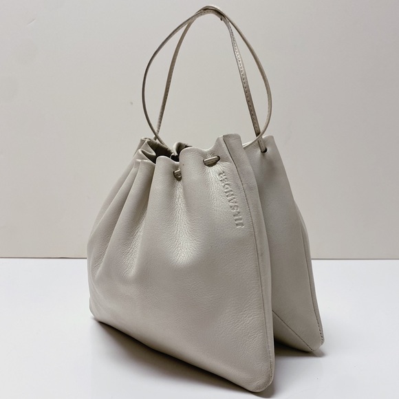 Jil Sander Mini Lambskin Leather Ivory White Drawstring Dumpling Bag Italy - Picture 2 of 12